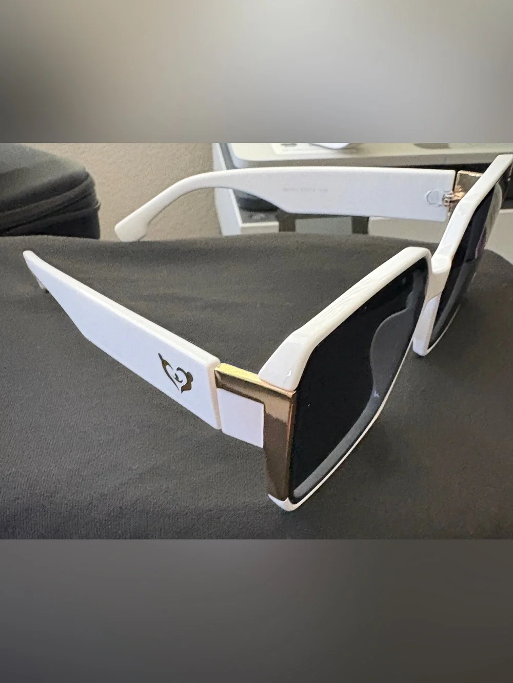 White Oversized Square Sunglasses with Black Lenses
